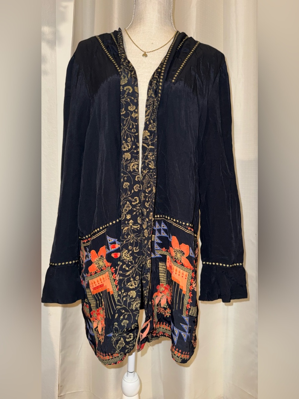 Vintage Platinum by Dorothy Schoelen Jacket Open Front Art to Wear Boho L